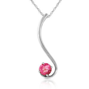 14K. SOLID GOLD NECKLACE WITH NATURAL PINK TOPAZ (White Gold)